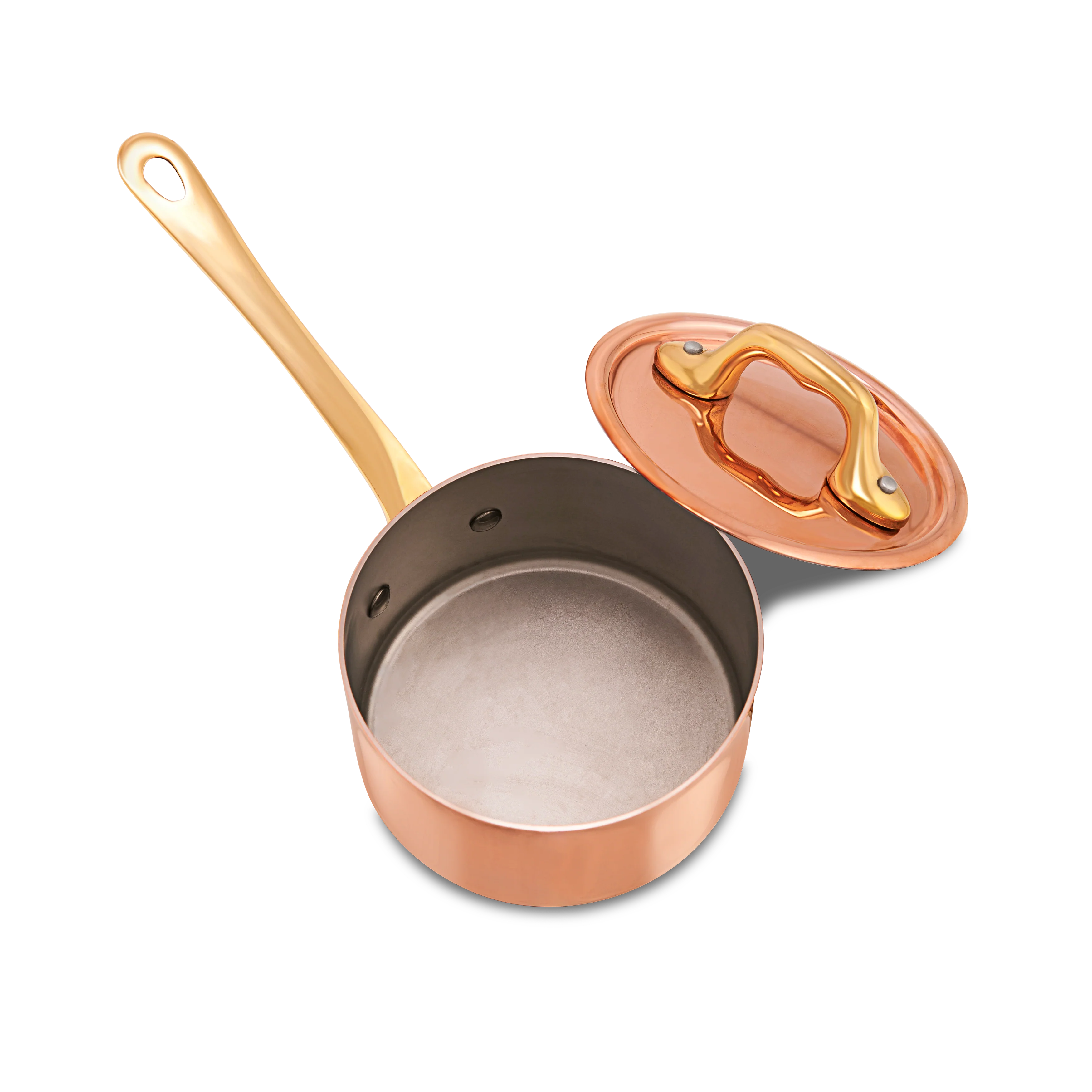 Mauviel M'MINIS Copper Sauce Pan With Lid, Brass Handles, 3.54-In - Image 3