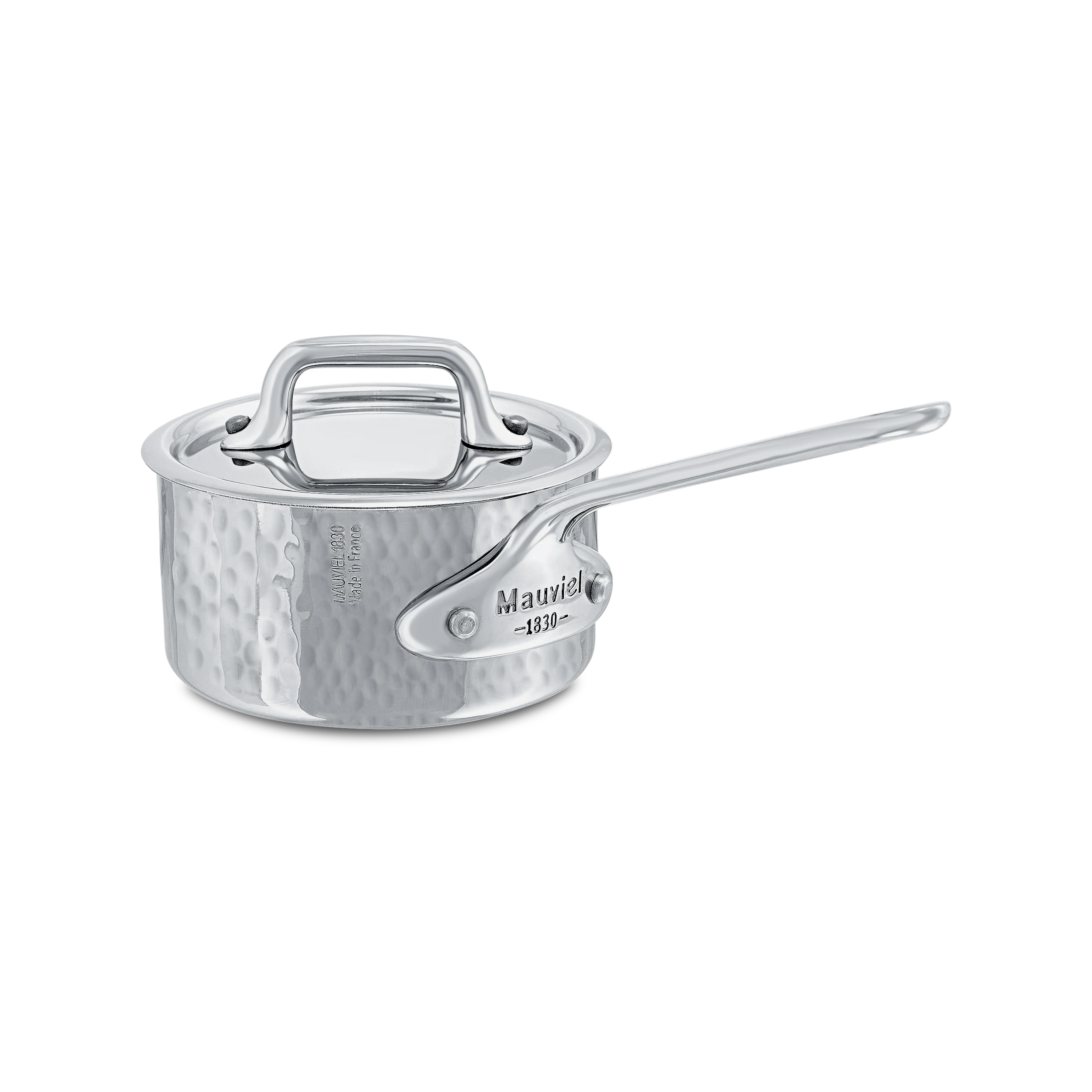 Mauviel M'MINIS Hammered Sauce Pan With Stainless Steel Handle and Lid, 0.3-Quart - Image 2