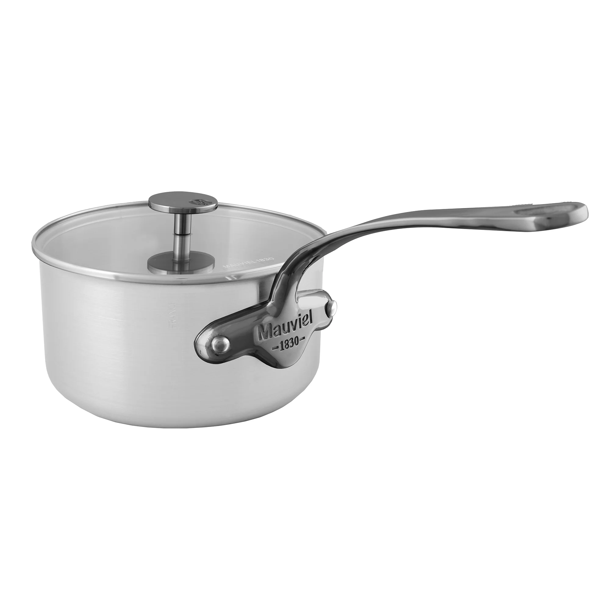Mauviel M'Pure Sauce Pan With Glass Lid, Cast Stainless Steel Onyx Handle