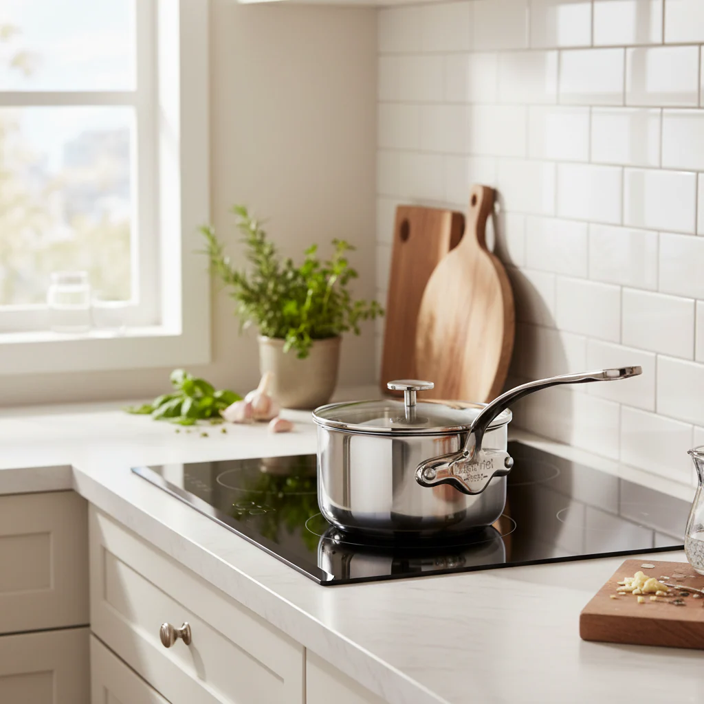 Mauviel M'Pure Sauce Pan With Glass Lid, Cast Stainless Steel Onyx Handle - Image 2
