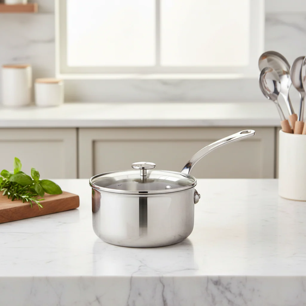 Mauviel M'Pure Sauce Pan With Glass Lid, Cast Stainless Steel Onyx Handle - Image 4