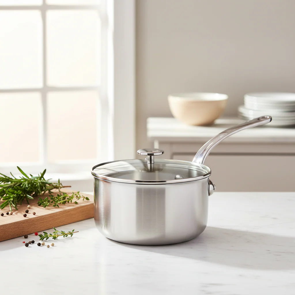 Mauviel M'Pure Sauce Pan With Glass Lid, Cast Stainless Steel Onyx Handle - Image 6