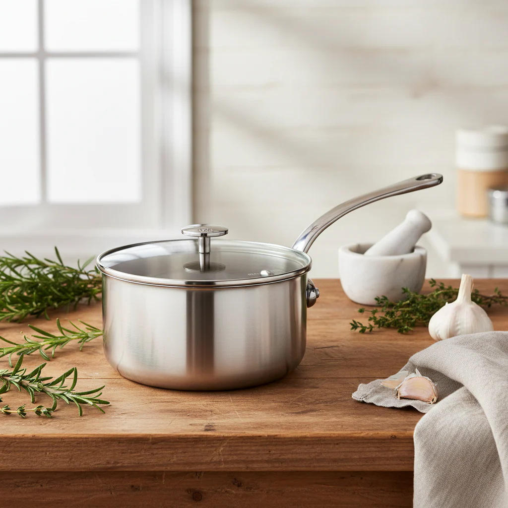 Mauviel M'Pure Sauce Pan With Glass Lid, Cast Stainless Steel Onyx Handle - Image 7