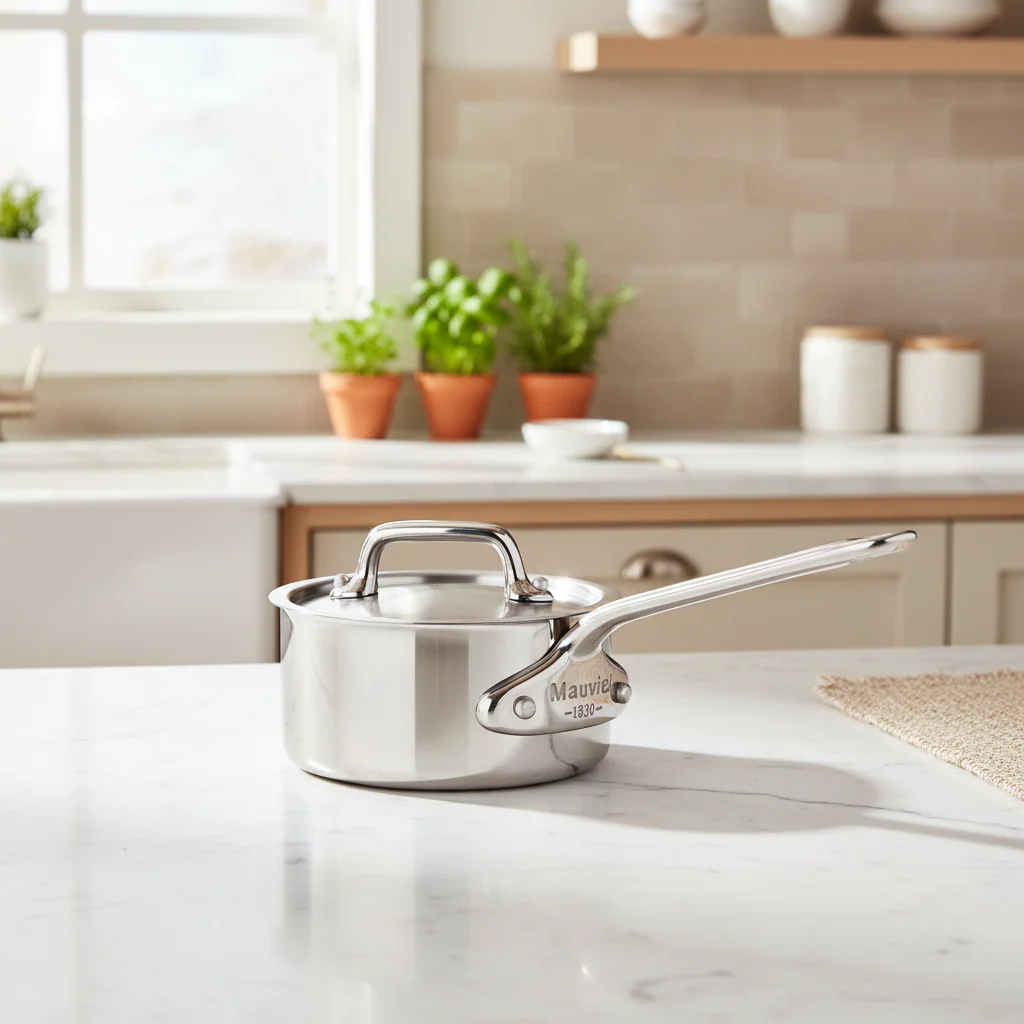 Mauviel M'Pure Sauce Pan With Lid, Cast Stainless Steel Handle, 0.32-Qt - Image 2