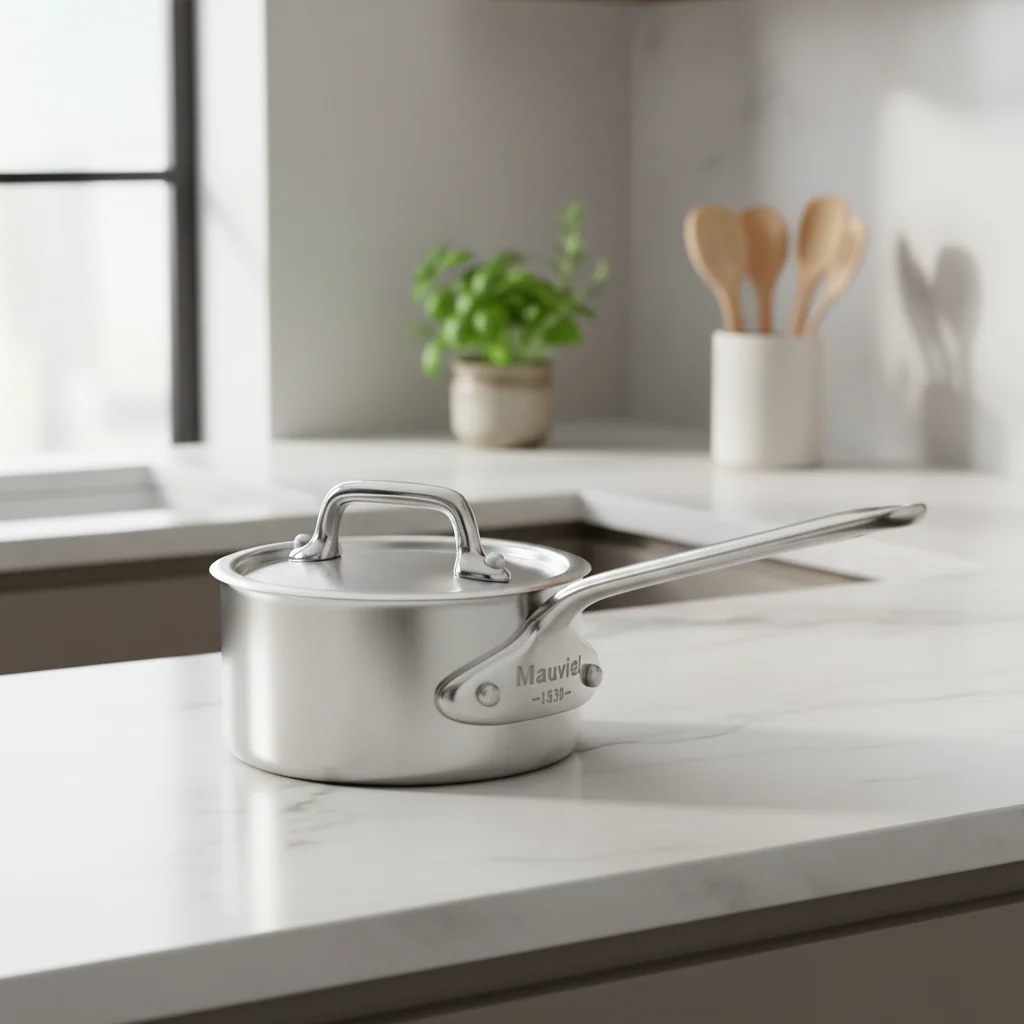 Mauviel M'Pure Sauce Pan With Lid, Cast Stainless Steel Handle, 0.32-Qt - Image 3