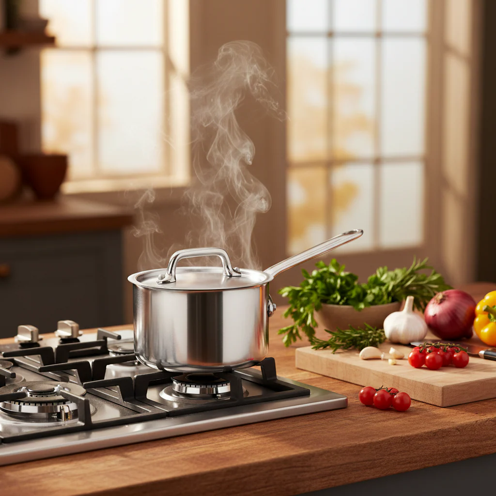 Mauviel M'Pure Sauce Pan With Lid, Cast Stainless Steel Handle, 0.32-Qt - Image 4