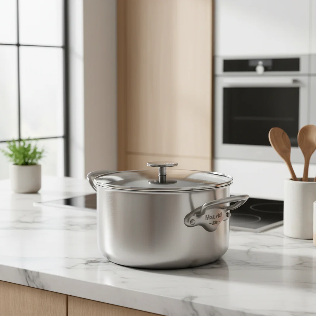 Mauviel M'Pure Stew Pan With Glass Lid, Cast Stainless Steel Onyx Handles, 6.1-Qt - Image 2
