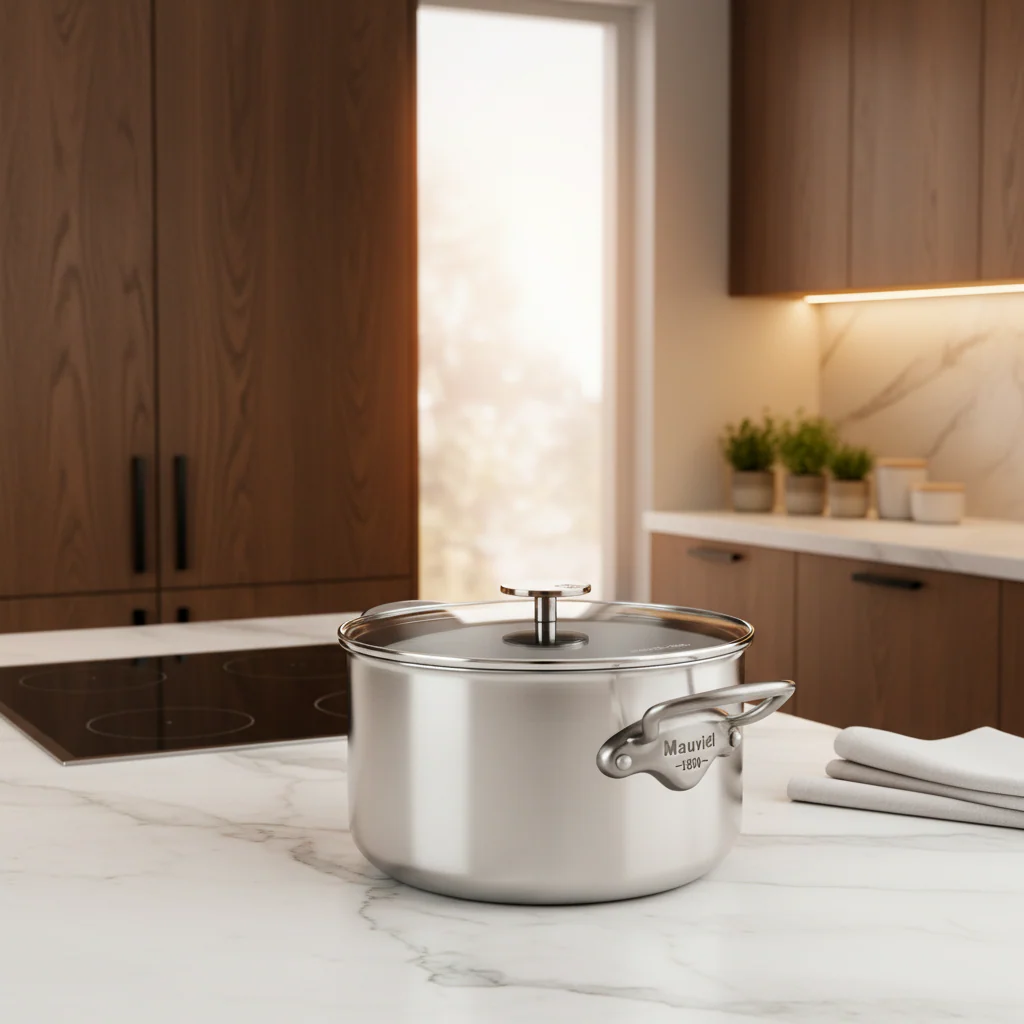 Mauviel M'Pure Stew Pan With Glass Lid, Cast Stainless Steel Onyx Handles, 6.1-Qt - Image 3