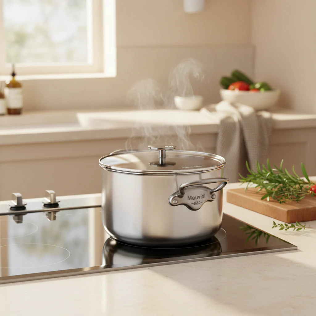 Mauviel M'Pure Stew Pan With Glass Lid, Cast Stainless Steel Onyx Handles, 6.1-Qt - Image 4