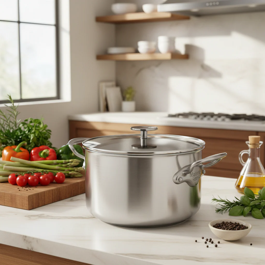 Mauviel M'Pure Stew Pan With Glass Lid, Cast Stainless Steel Onyx Handles, 6.1-Qt - Image 7