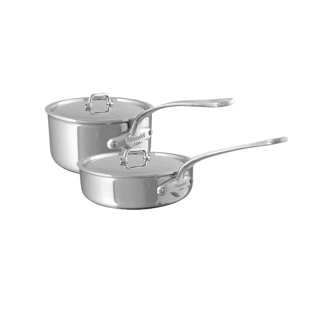 Mauviel M'URBAN 4 Tri-Ply Sauce Pan 2.6-Qt and Saute Pan 3.2-Qt, Cast Stainless Steel Handles