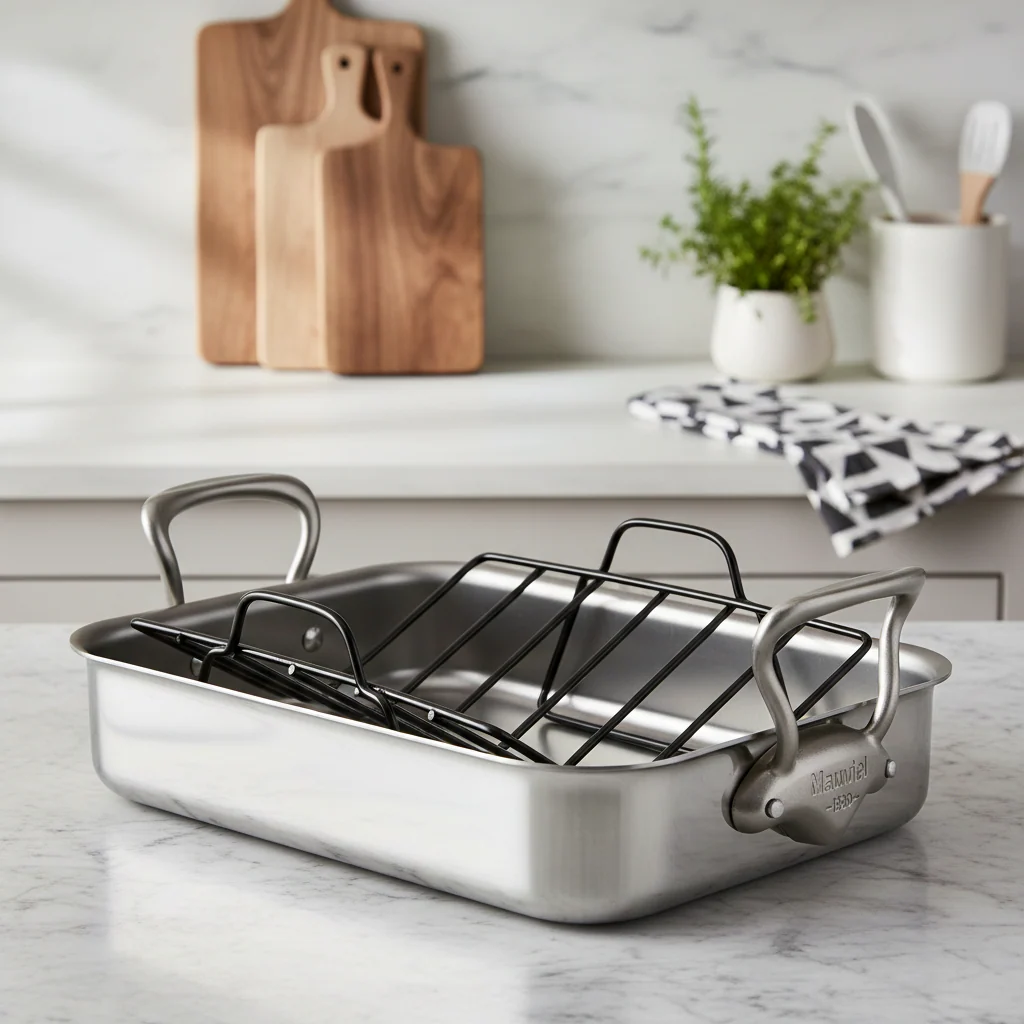 Mauviel Stainless Steel Roasting Pan With Rack And Brushed Cast Stainless Steel Handles, 15.7 x 11.8-In - Image 7