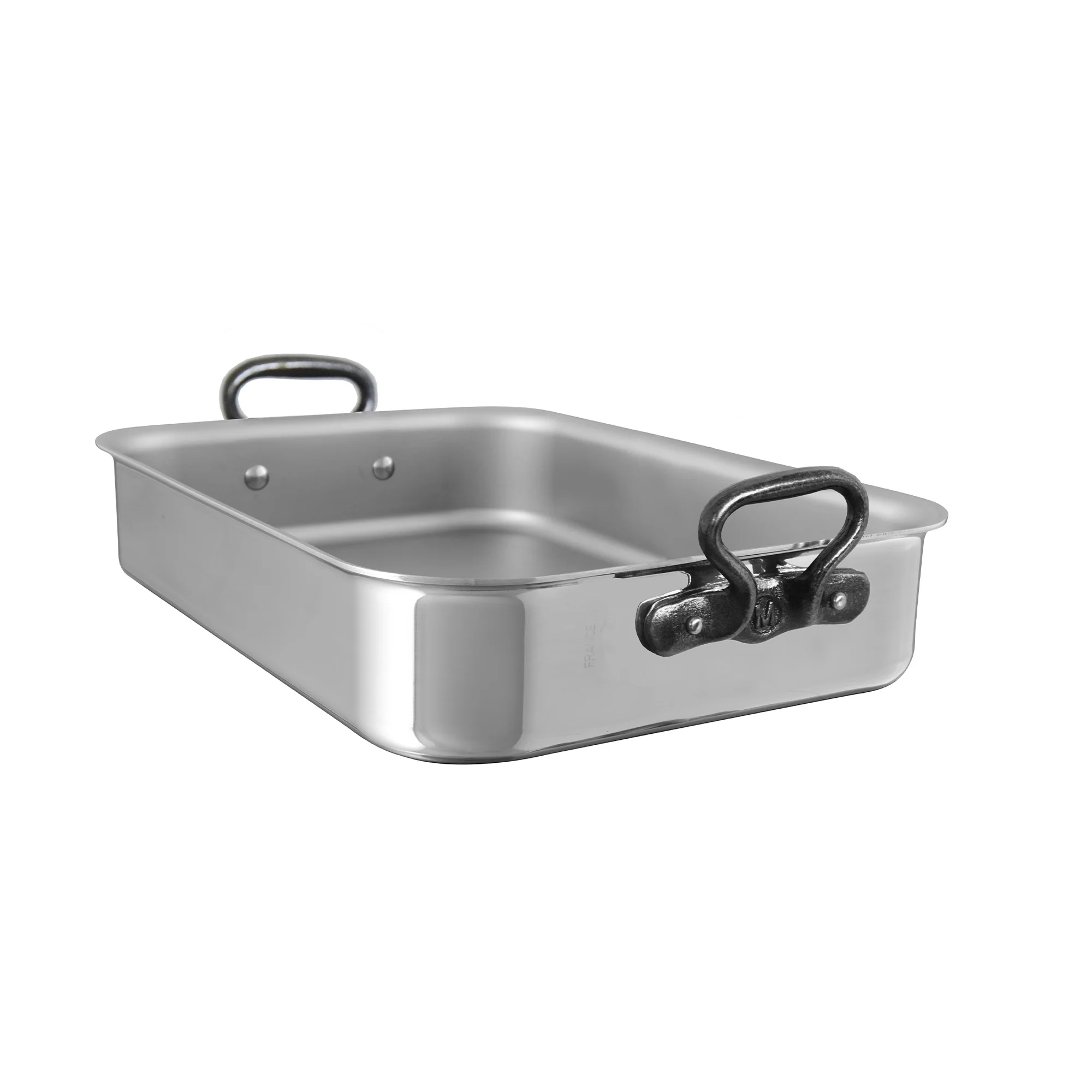 Mauviel Stainless Steel Roasting Pan With Rack And Cast Iron Handles, 15.7-In - Image 2